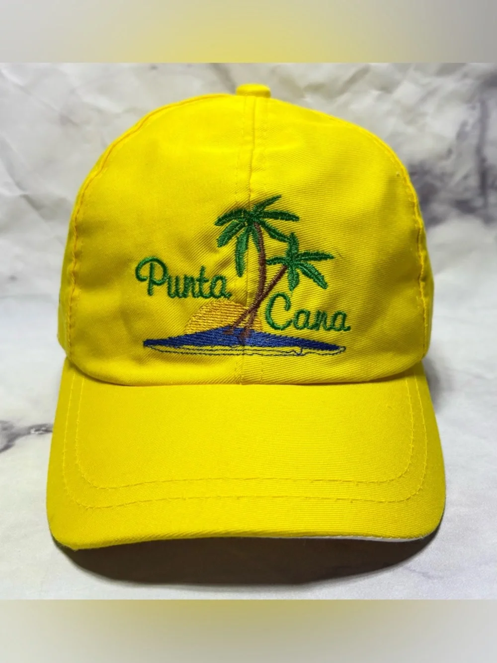 Vintage Yellow Punta Cana Embroidered Baseball Cap Beach Summer Bahamas - Picture 3 of 6